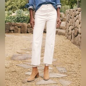 Frank & Eileen Monaghan Straight leg raw hem jeans, Cream, Sz 30